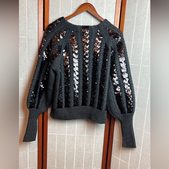 Veronica Beard Yola Crew Neck Pullover Sequin Sweater - Black size S - Picture 5 of 7